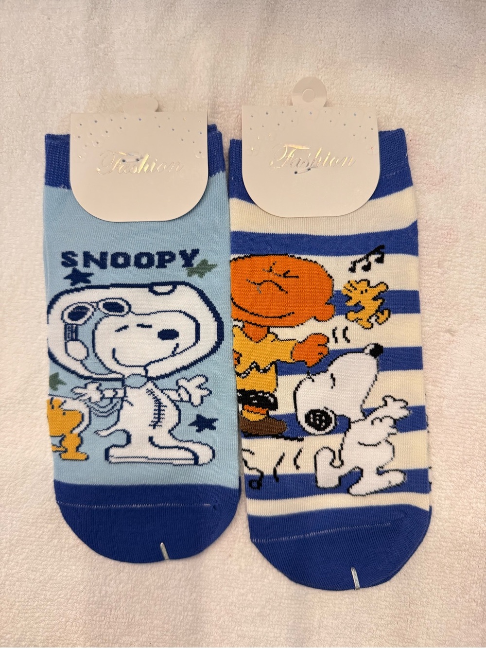 Snoopy & Woodstock Blue ankle Socks - 2 Pair